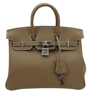 Hermes  Birkin 25 Swift Calfskin Leather Tote Bag Etoupe